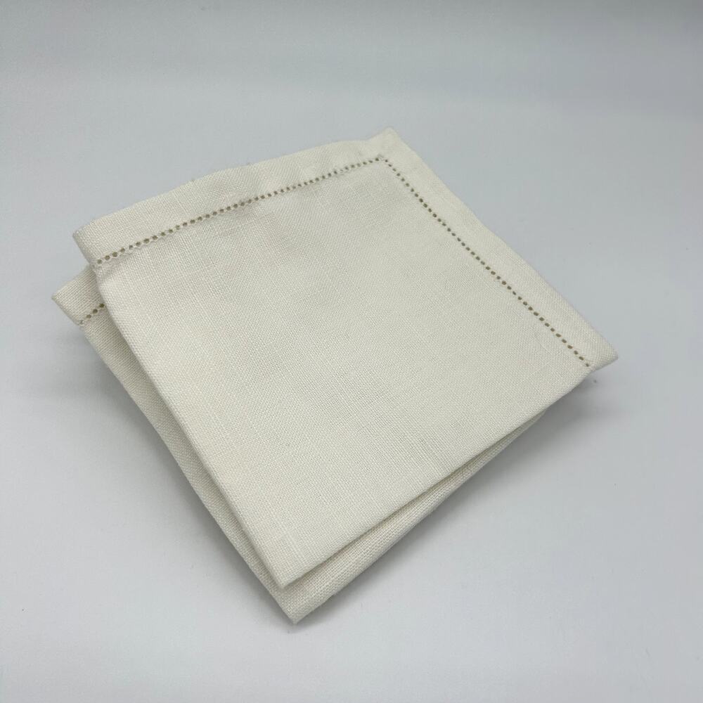 Vintage Irish Linen Cocktail Napkins Nordstrom Cream White Square Set of 5 NOS